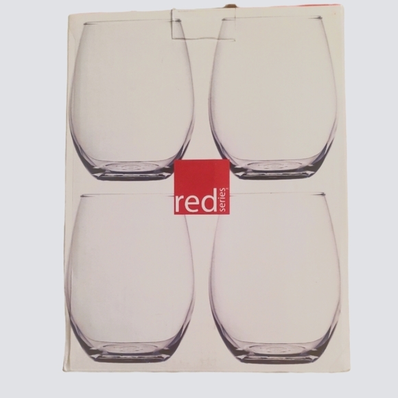 Home Essentials Red Series 15 ounce Stemless Wine Glass set of 4 NWT - Picture 3 of 4